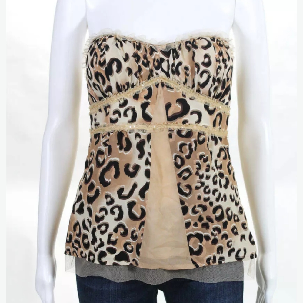 NANETTE LEPORE STRAPLESS SWEETHEART SEQUIN leopard - Picture 2 of 6